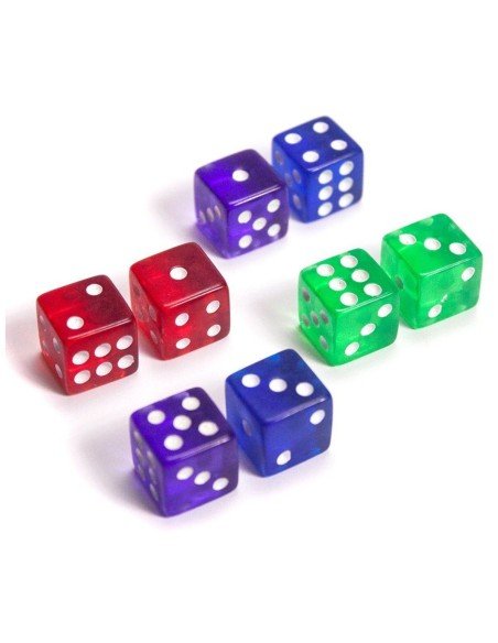Juego de 8 dados 16mm en acrílico translúcido de alta calidad en colores