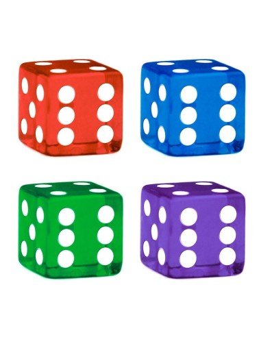 Juego de 8 dados 16mm en acrílico translúcido de alta calidad en colores
