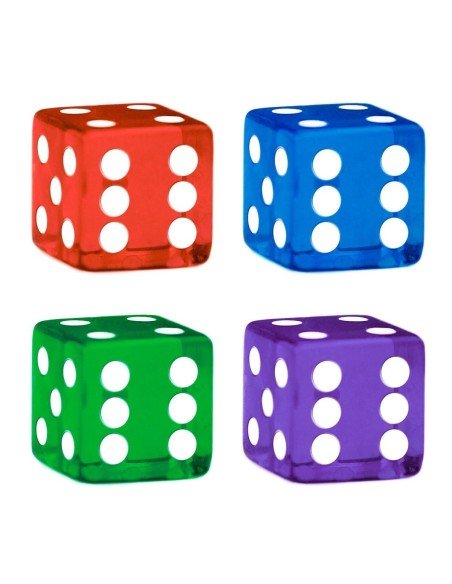 Juego de 8 dados 16mm en acrílico translúcido de alta calidad en colores