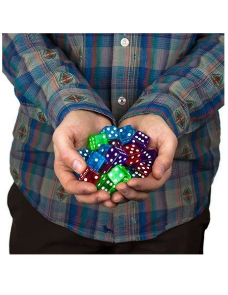 Juego de 8 dados 16mm en acrílico translúcido de alta calidad en colores