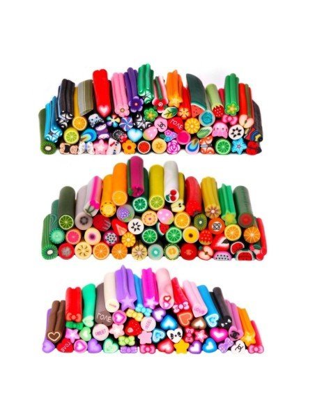 Kit x12 barritas de Fimos frutas love flor Animal icons Nail Art