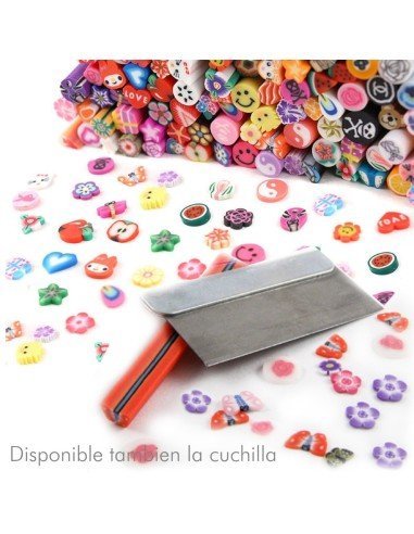 Kit x12 barritas de Fimos frutas love flor Animal icons Nail Art