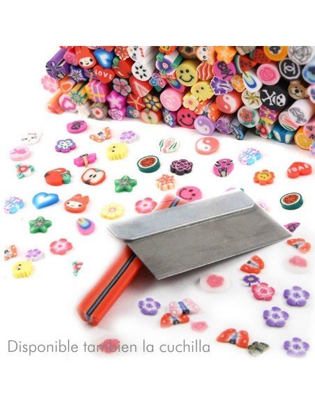 Kit x12 barritas de Fimos frutas love flor Animal icons Nail Art