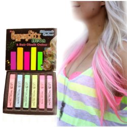 Caja de 6 Tizas UV Glow tinte temporal Hair Chalk