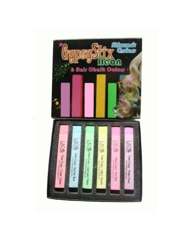 Caja de 6 Tizas UV Glow tinte temporal Hair Chalk