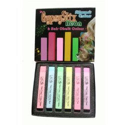 Caja de 6 Tizas UV Glow tinte temporal Hair Chalk