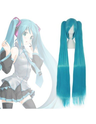 Peluca Extralarga Hatsune Miku Cosplay 1.3 mts cabello liso