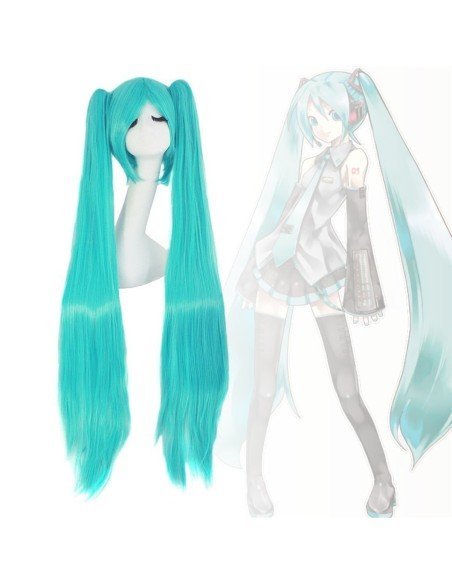 Peluca Extralarga Hatsune Miku Cosplay 1.3 mts cabello liso 