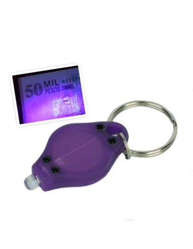 Llavero Led UV UltraVioleta luz Negra probador de billetes