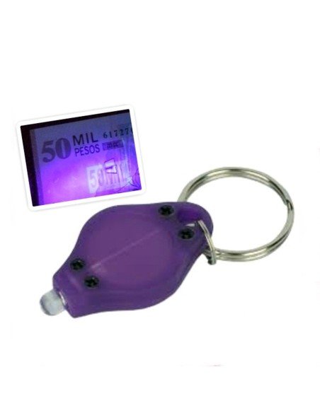 Llavero Led UV UltraVioleta luz Negra probador de billetes