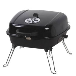 Asador al carbón Parrilla Portátil camping BBQ y sobre mesa de acero