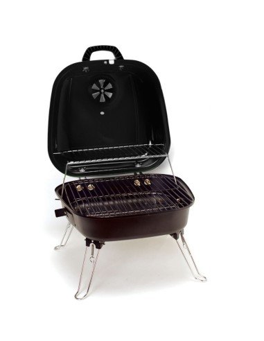 Asador al carbón Parrilla Portátil camping BBQ y sobre mesa de acero