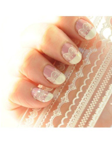 Kit x4 Encajes 3D Bordes adhesivos Salon Effects Nail Art Decoración