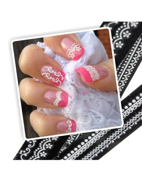 Kit x4 Encajes 3D Bordes adhesivos Salon Effects Nail Art Decoración