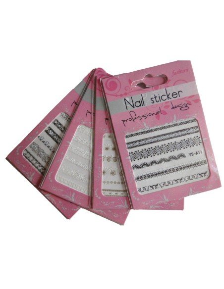 Kit x4 Encajes 3D Bordes adhesivos Salon Effects Nail Art Decoración