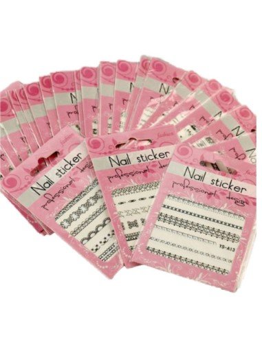 Kit x4 Encajes 3D Bordes adhesivos Salon Effects Nail Art Decoración