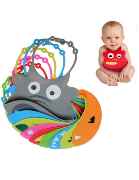 Babero de Silicona Animal Baby Bib con divertidos estampados 