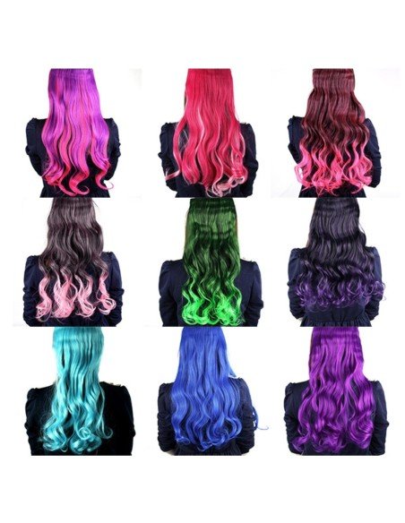 Cortina de Cabello Ondulada Degradee Negro a Verde Cortina de Cabello Ondulada Degradee Negro a Verde