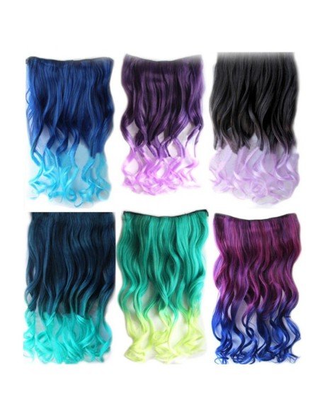 Cortina de Cabello Ondulada Degradee Negro a Verde Cortina de Cabello Ondulada Degradee Negro a Verde