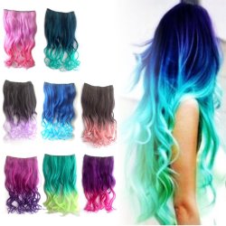 Cortina de Cabello Ondulada Degradee Negro a Lila