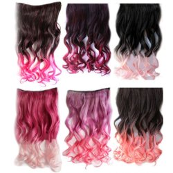 Cortina de Cabello Ondulada Degradee Negro a Lila