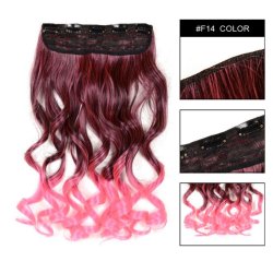 Cortina de Cabello Ondulada Degradee Negro a Fucsia