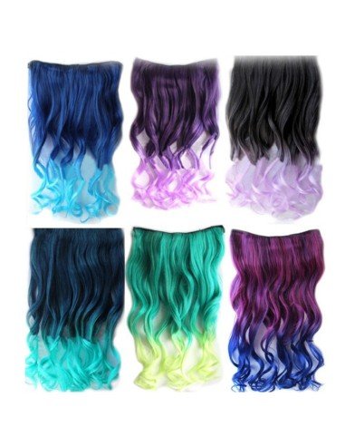 Cortina de Cabello Ondulada Degradee Negro a Fucsia