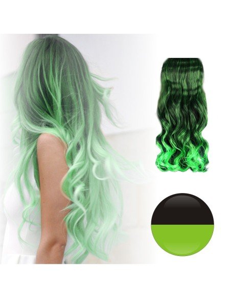 Cortina de Cabello Ondulada Degradee Negro a Verde