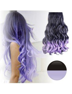 Cortina de Cabello Ondulada Degradee Negro a Lila