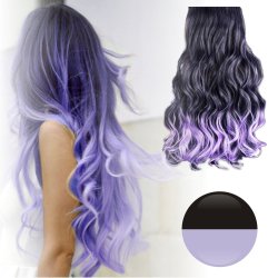 Cortina de Cabello Ondulada Degradee Negro a Lila