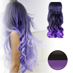 Cortina de Cabello Ondulada Degradee Negro a Morado