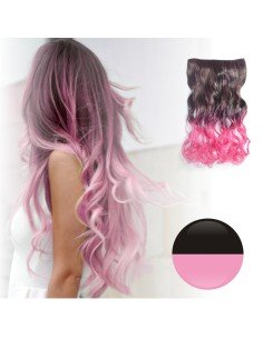 Cortina de Cabello Ondulada Degradee Negro a Rosado