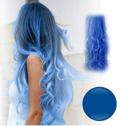 Extension de Cabello Unicolor Rizada Azul Rey