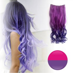 Cortina de Cabello Ondulada Degradee  Púrpura a Morado