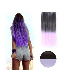Cortina de Cabello Lisa Degradee Extensión Negro a Lila