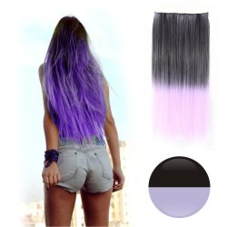 Cortina de Cabello Lisa Degradee Extensión Negro a Lila