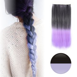 Cortina de Cabello Lisa Degradee Extensión Negro a Lila