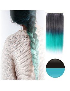 Cortina de Cabello Lisa Degradee Extensión Negro a Turquesa 2