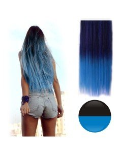 Cortina de Cabello Lisa Degradee Extensión Negro a Azul