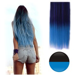 Cortina de Cabello Lisa Degradee Extensión Negro a Azul