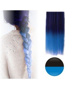 Cortina de Cabello Lisa Degradee Extensión Negro a Azul 2