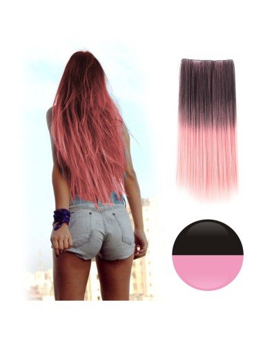 Cortina de Cabello Lisa Degradee Extensión Negro a Rosado