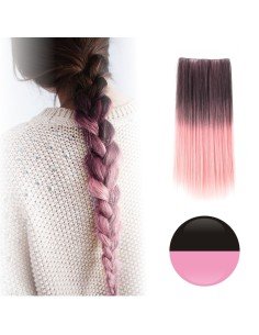 Cortina de Cabello Lisa Degradee Extensión Negro a Rosado 2