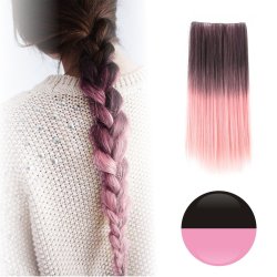 Cortina de Cabello Lisa Degradee Extensión Negro a Rosado