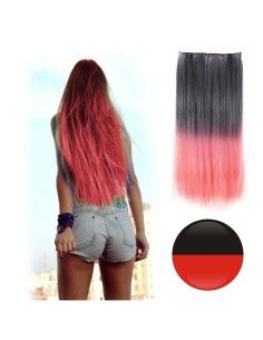 Cortina de Cabello Lisa Degradee Extensión Negro a Rojo