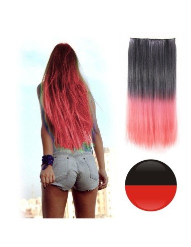 Cortina de Cabello Lisa Degradee Extensión Negro a Rojo
