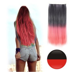 Cortina de Cabello Lisa Degradee Extensión Negro a Rojo