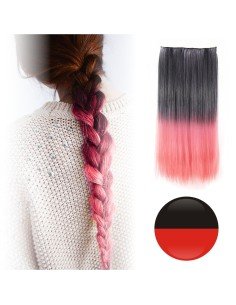 Cortina de Cabello Lisa Degradee Extensión Negro a Rojo 2
