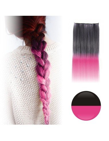 Cortina de Cabello Lisa Degradee Extensión Negro a Fucsia