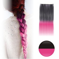 Cortina de Cabello Lisa Degradee Extensión Negro a Fucsia